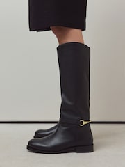 Black Standard/Wide Fit Forever Comfort® Snaffle Rider Knee High Leather Boots - Image 3 of 4