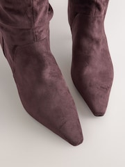 Chocolate Brown Standard fit Forever Comfort® Slouch Pointed Toe Kitten Heel Boots - Image 3 of 5