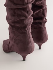 Chocolate Brown Standard fit Forever Comfort® Slouch Pointed Toe Kitten Heel Boots - Image 4 of 5
