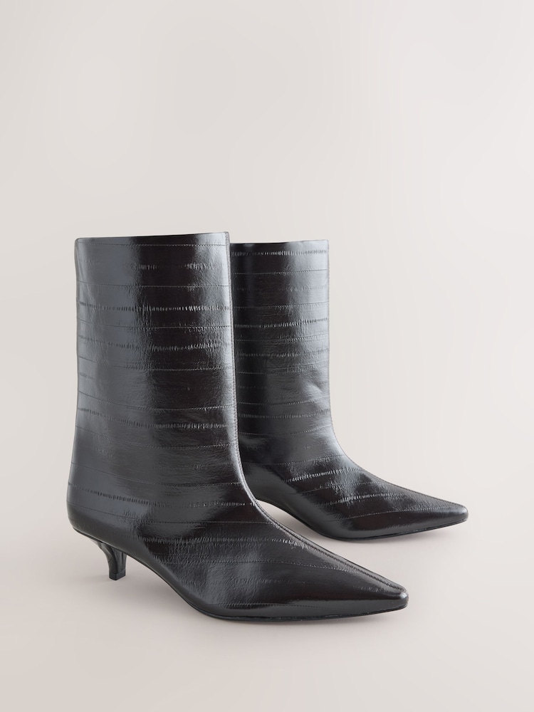 Burgundy Red Forever Comfort® Point Toe Eel Midi Boots - Image 2 of 5