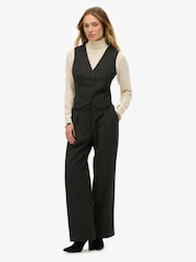 Superdry Black Mid Rise Pinstripe Trousers - Image 3 of 8