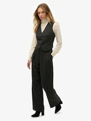 Superdry Black Mid Rise Pinstripe Trousers - Image 4 of 8