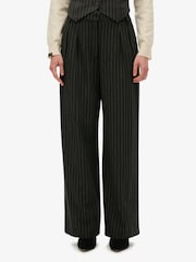 Superdry Black Mid Rise Pinstripe Trousers - Image 5 of 8