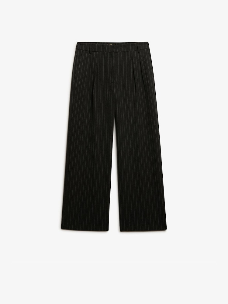 Superdry Black Mid Rise Pinstripe Trousers - Image 8 of 8