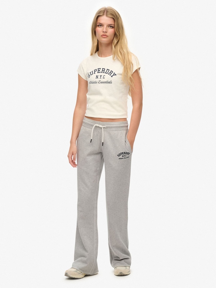 Superdry Grey Athletic Embroidered Flare Jogger - Image 1 of 8