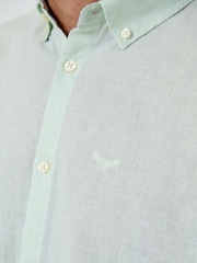 Threadbare Green Long Sleeve Linen Blend Shirt - Image 5 of 5