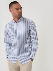 Threadbare Light Blue Stripe Linen Long Sleeve Shirt - Image 1 of 4