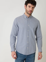 Threadbare Blue Check Cotton Long Sleeve Shirt - Image 1 of 4