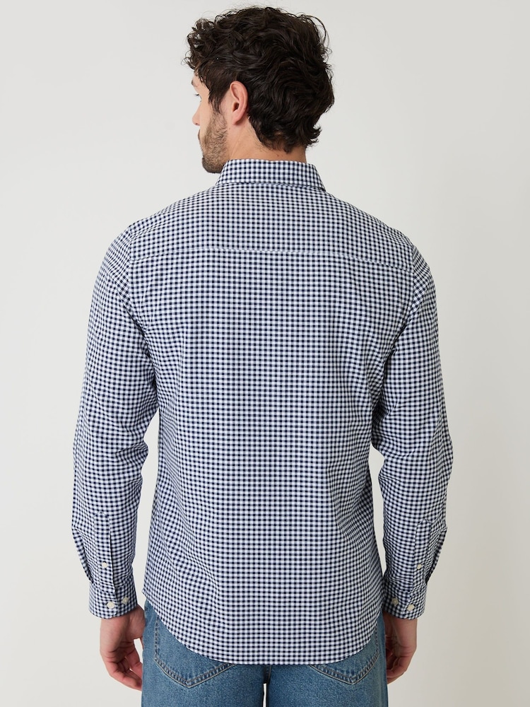 Threadbare Blue Check Cotton Long Sleeve Shirt - Image 2 of 4