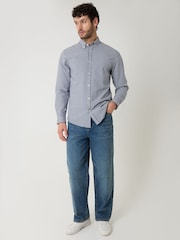 Threadbare Blue Check Cotton Long Sleeve Shirt - Image 3 of 4