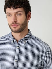 Threadbare Blue Check Cotton Long Sleeve Shirt - Image 4 of 4