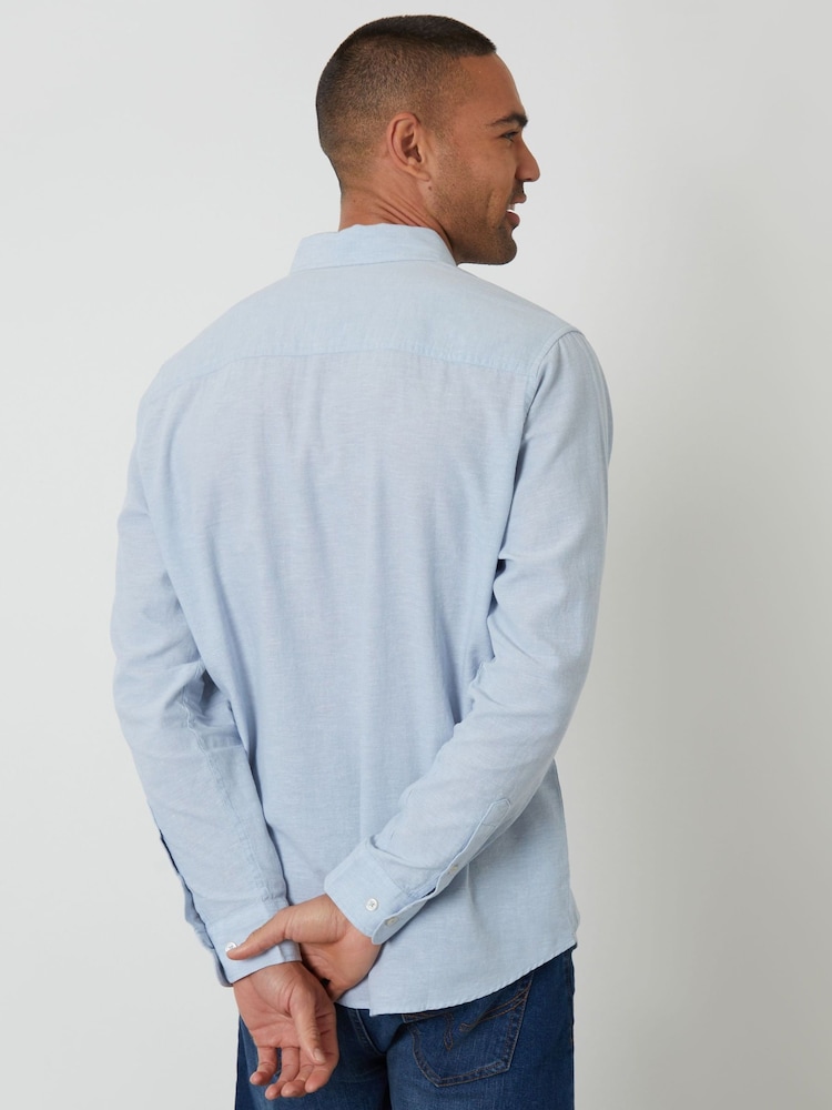 Debeszils - Threadbare lina blend krekls ar garām piedurknēm - Attēls 2 no 4