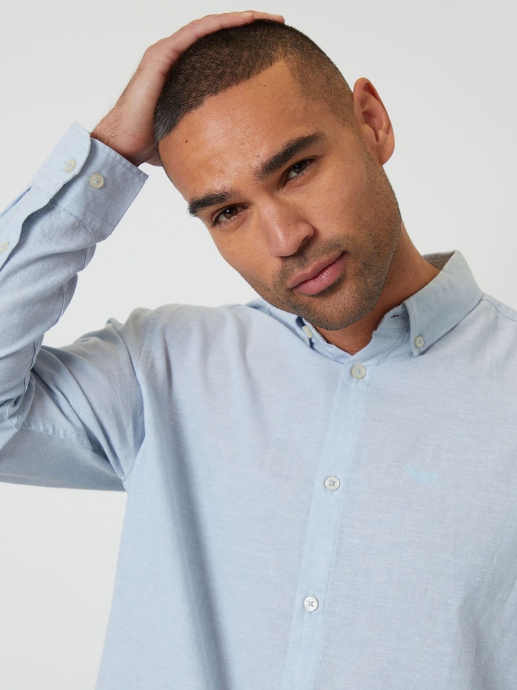 Debeszils - Threadbare lina blend krekls ar garām piedurknēm - Attēls 4 no 4