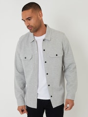 Threadbare Grey Pique Popper Fastening Shacket - Image 1 of 4