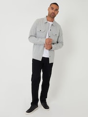 Threadbare Grey Pique Popper Fastening Shacket - Image 3 of 4