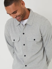 Threadbare Grey Pique Popper Fastening Shacket - Image 4 of 4