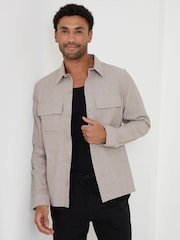 Threadbare Brown Linen Blend Lightweight Shacket - Image 1 of 5