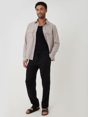 Threadbare Brown Linen Blend Lightweight Shacket - Image 3 of 5