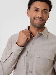 Threadbare Brown Linen Blend Lightweight Shacket - Image 4 of 5