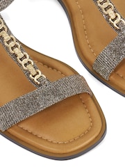 Dune London Metallic Standard Fit Leather Lollipops T-Bar Flat Sandals - Image 6 of 6