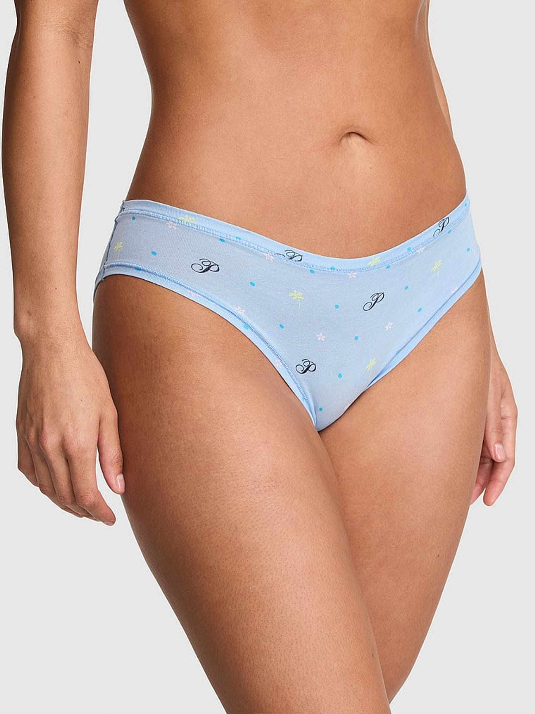 Victoria's Secret PINK Blue Dancer Floral Cheeky Cotton Knickers