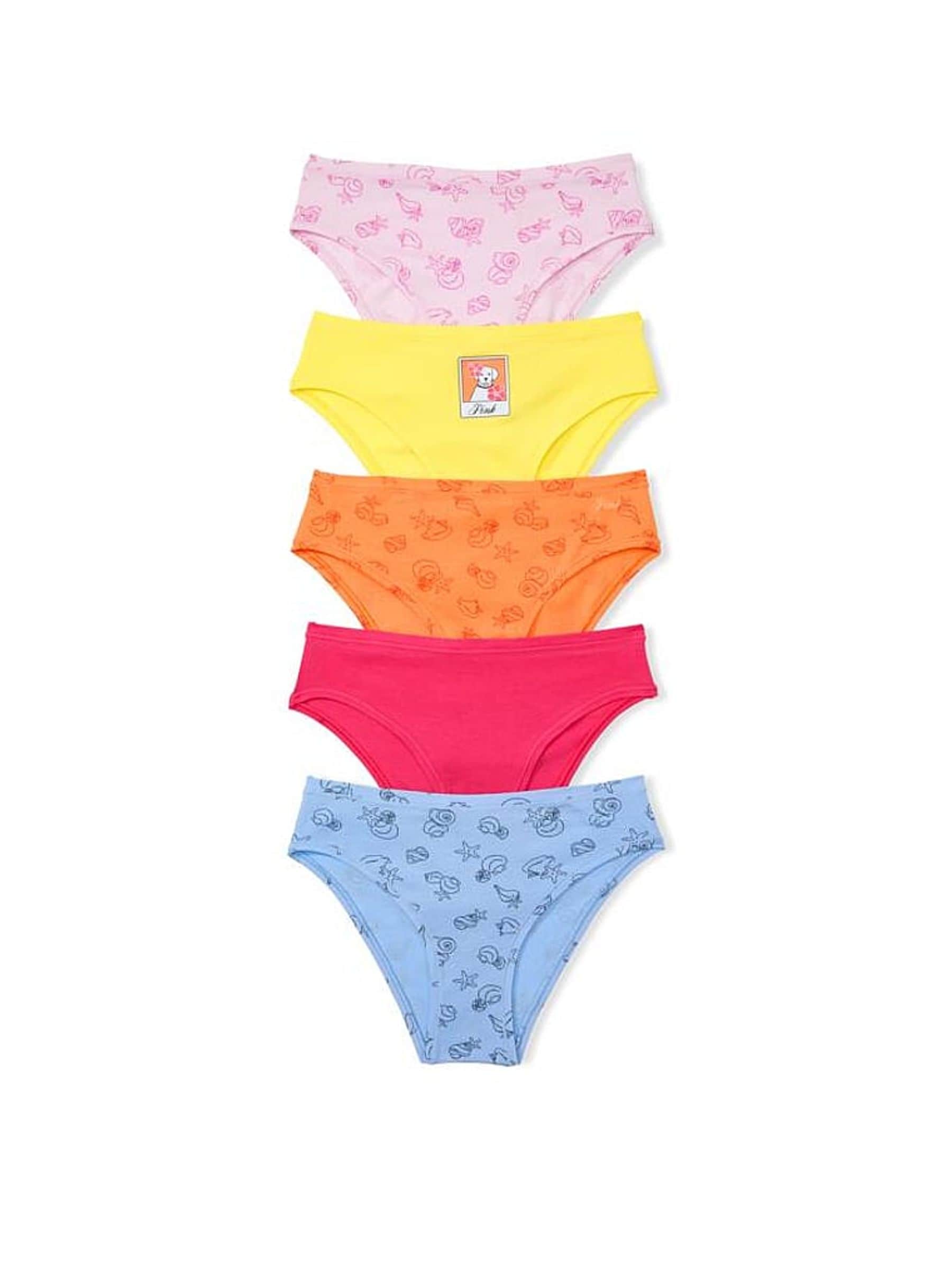 Victoria's Secret PINK Pink/Yellow/Orange/Pink/Blue Cheeky 5 Pack Cotton Knickers