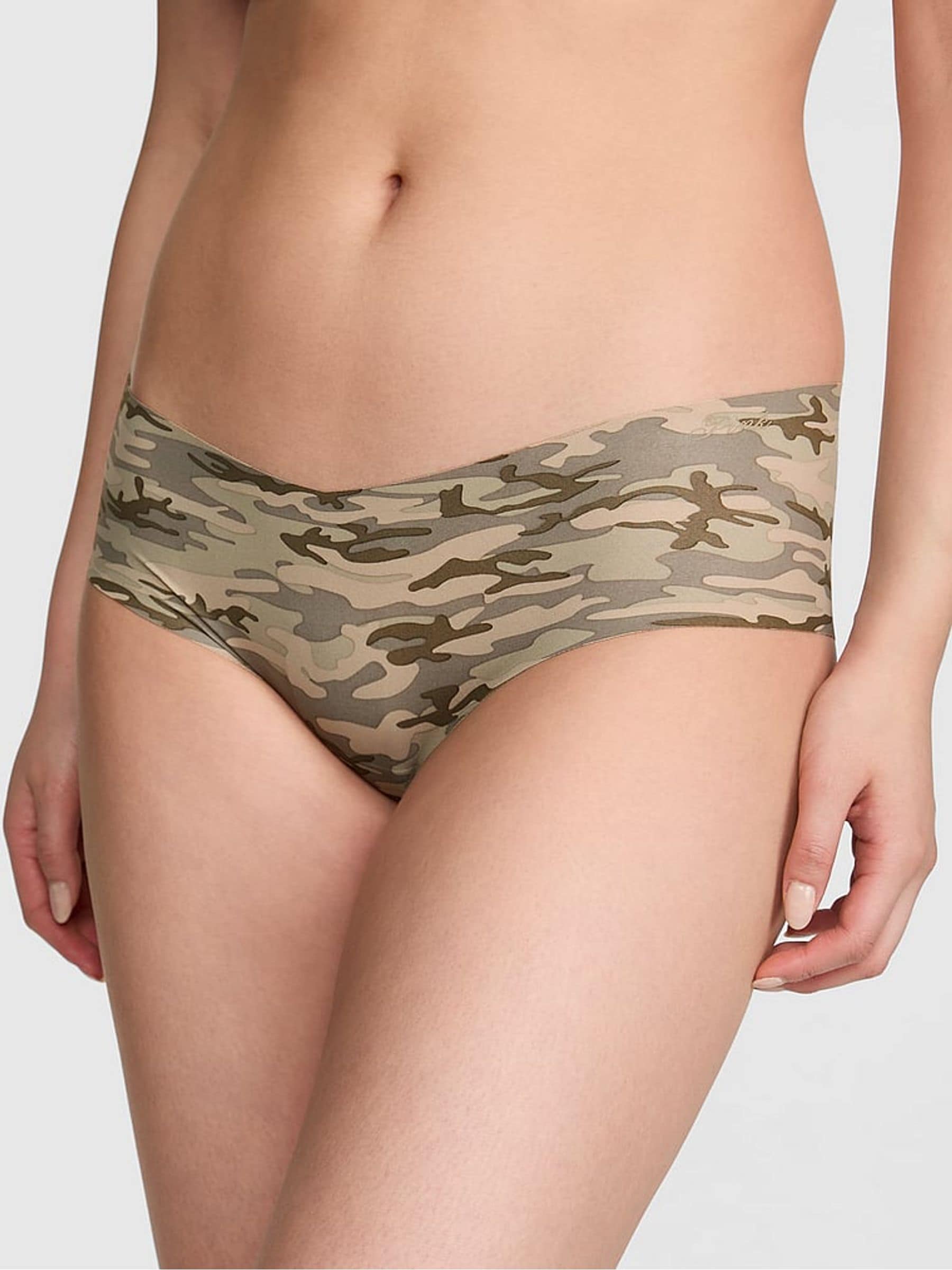 Victoria's Secret PINK Faded Camo Green Cheeky No Show Knickers