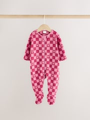 Rozo/Crveno Mašna - Mikro runo Dvosmerni rar bebe Sleepsuits 2 paket - Slika 3 od 9