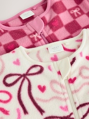 Rozo/Crveno Mašna - Mikro runo Dvosmerni rar bebe Sleepsuits 2 paket - Slika 6 od 9
