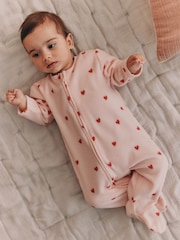 Rozo/krem boja bubamara - Mikro runo Dvosmerni rar bebe Sleepsuits 2 paket - Slika 1 od 5