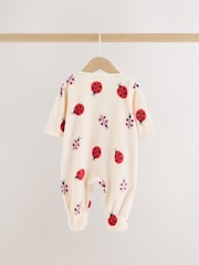 Pink/Cream Ladybird Micro Fleece Two Way Zip Baby Sleepsuits 2 Pack - Image 10 of 13