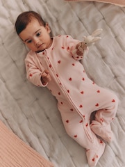 Rozo/krem boja bubamara - Mikro runo Dvosmerni rar bebe Sleepsuits 2 paket - Slika 2 od 5