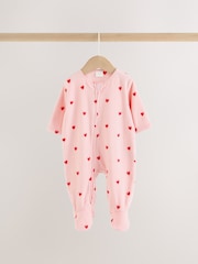 Pink/Cream Ladybird Micro Fleece Two Way Zip Baby Sleepsuits 2 Pack - Image 9 of 13
