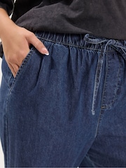 Yours Curve Navy Wide Leg Jeans - Image 4 of 5