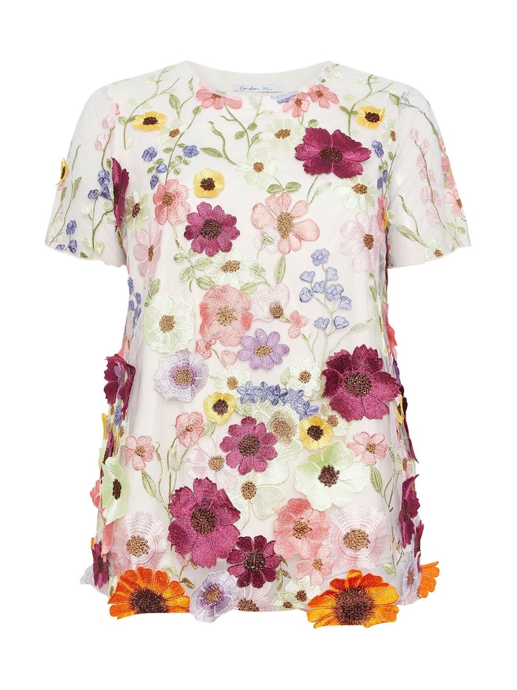 Yours Curve White London 3D Floral T-Shirt - Image 5 of 5 Yours Curve White London 3D Floral T-Shirt - Image 5 of 5