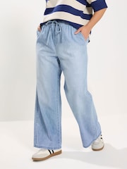 Yours Curve Blue Wide Leg Jeans - Image 1 of 5