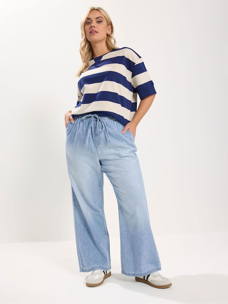 Yours Curve Blue Wide Leg Jeans - Image 2 of 5 Yours Curve Blue Wide Leg Jeans - Image 2 of 5