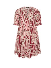 Yours Curve Red Abstract Tie Neck Dress - Image 5 of 5