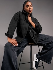 Yours Curve Black Wide Leg Puddle Jeans - Image 3 of 5