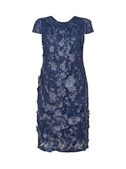 Yours Curve Blue London 3D Floral Shift Dress - Image 5 of 5