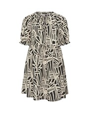 Yours Curve Black Abstract Tie Neck Dress - Image 5 of 5