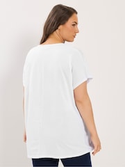 Yours Curve White Heart Embroidery Slash Top - Image 3 of 5