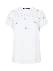 Yours Curve White Heart Embroidery Slash Top - Image 5 of 5