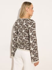 Long Tall Sally Cream Floral Jacquard Cardigan - Image 3 of 5