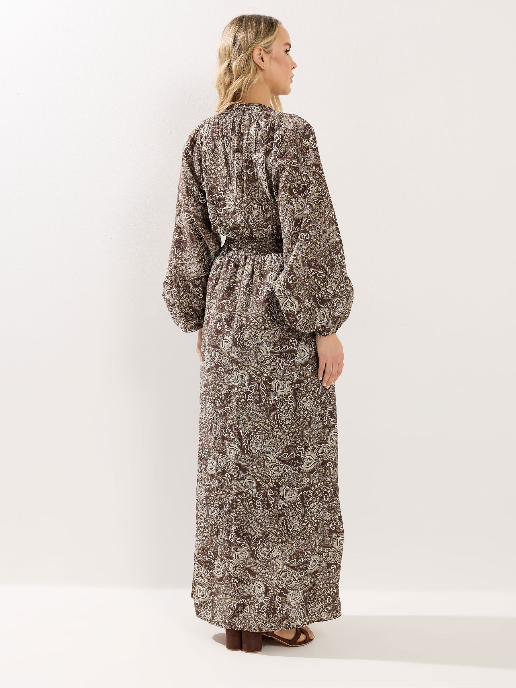brown paisley maxi dress Sandswept Paisley Maxi Dress Natural/Brown / L