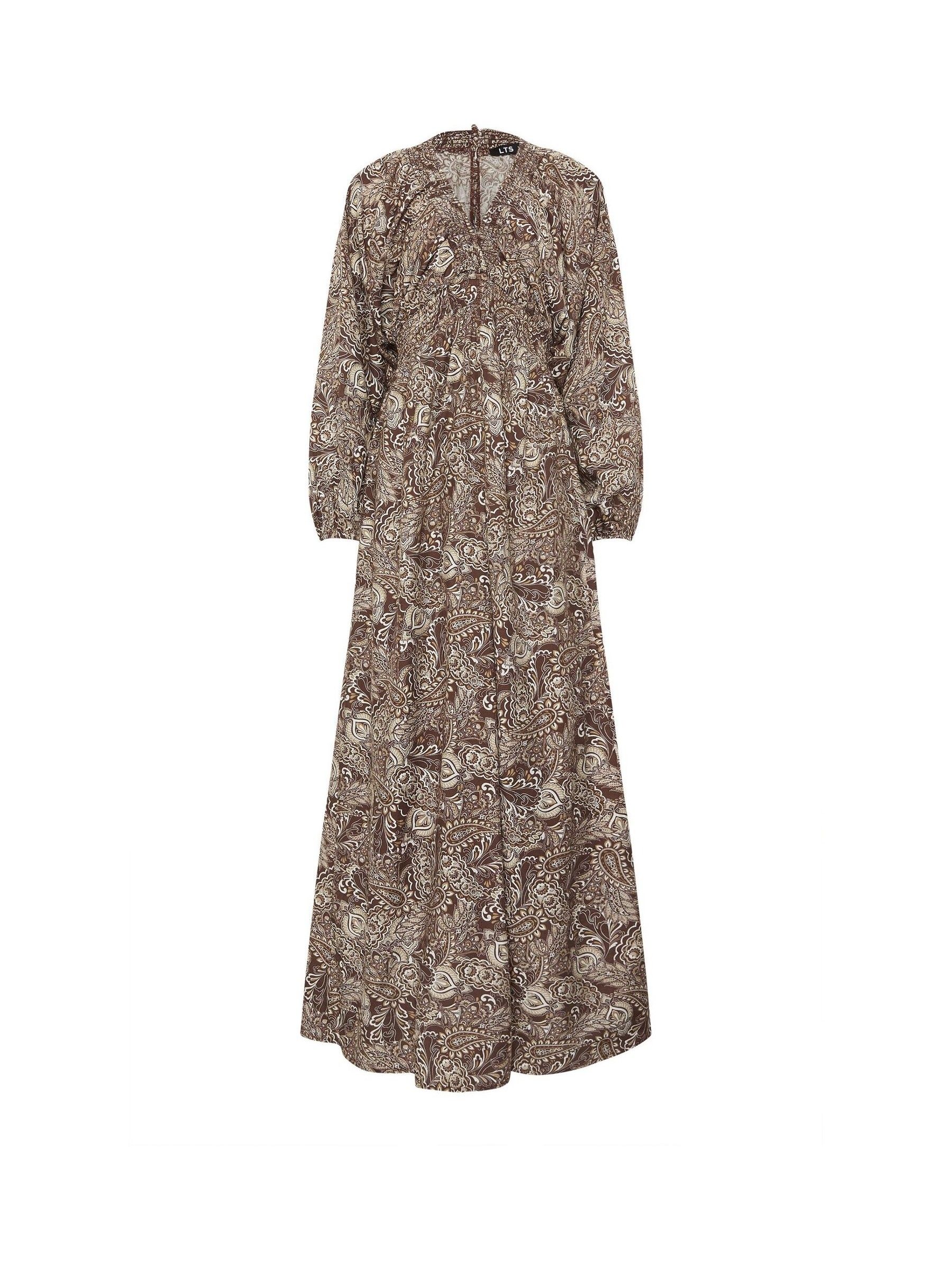 brown paisley maxi dress Timeless Estate Paisley Maxi Dress Curves 2XL / French Vanilla