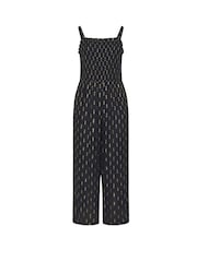 Yours Curve Black Crickle Metallic Wide Leg Jumpsuit - Image 1 of 1