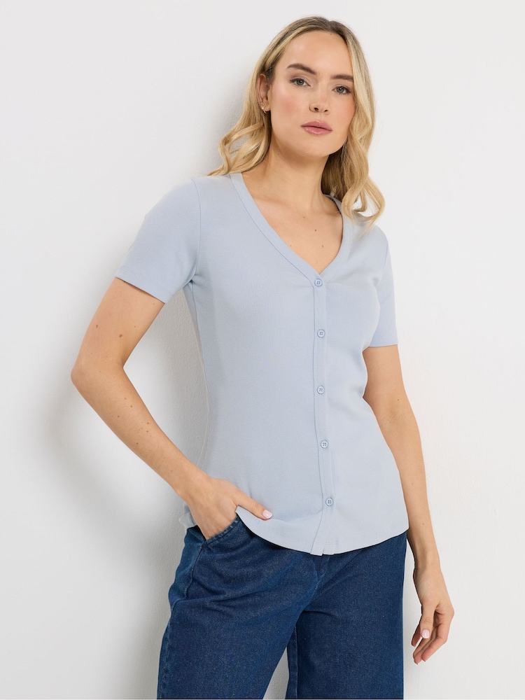 Long Blue Button Through T-Shirt - Image 1 of 5
