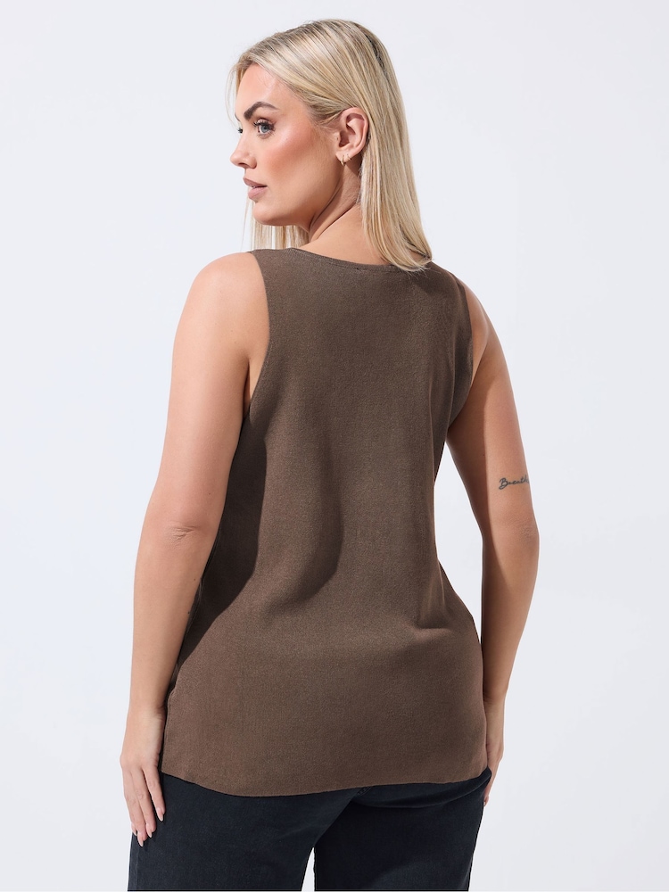 Yours Curve Brown Limited Knitted Waistcoat - Image 2 of 6
