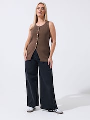 Yours Curve Brown Limited Knitted Waistcoat - Image 3 of 6